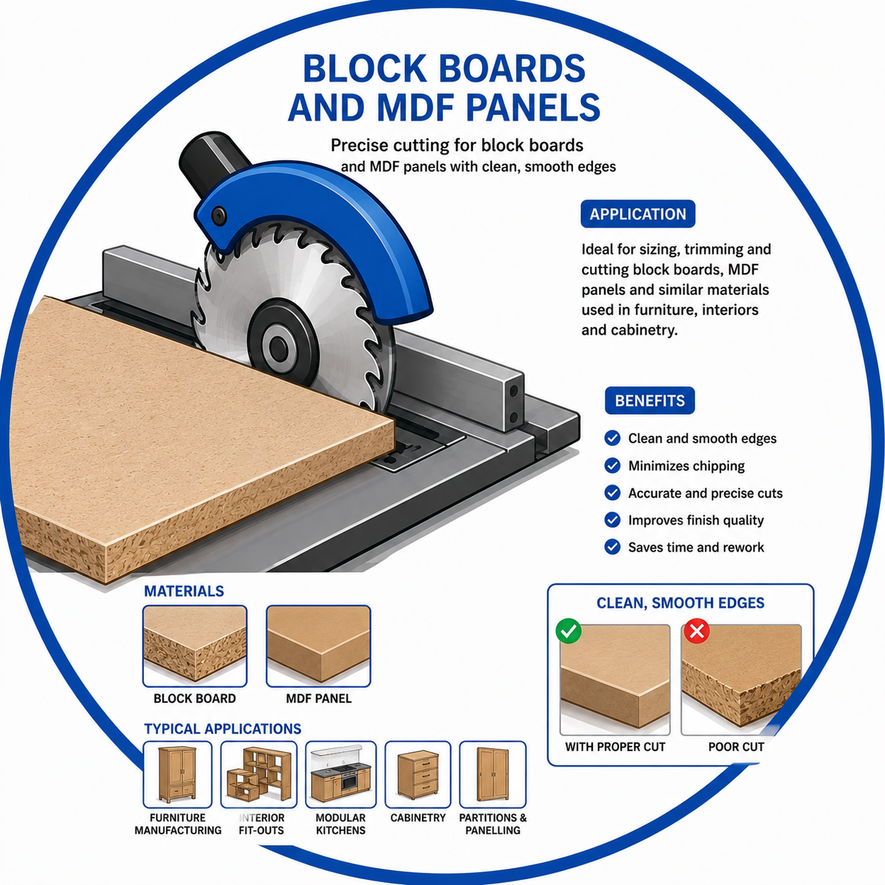 Block boards and MDF panels